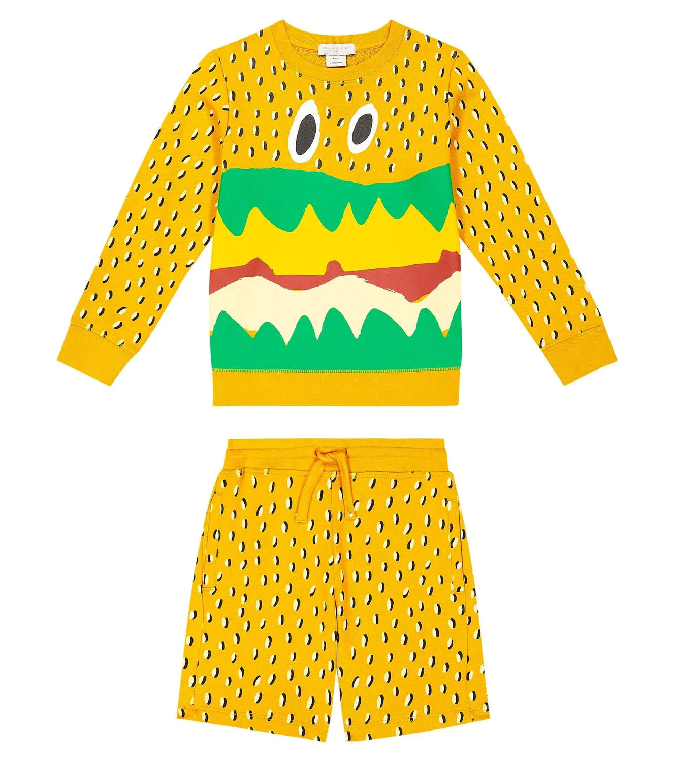 Комплект из свитшота и спортивных штанов из хлопка Stella Mccartney Kids, желтый