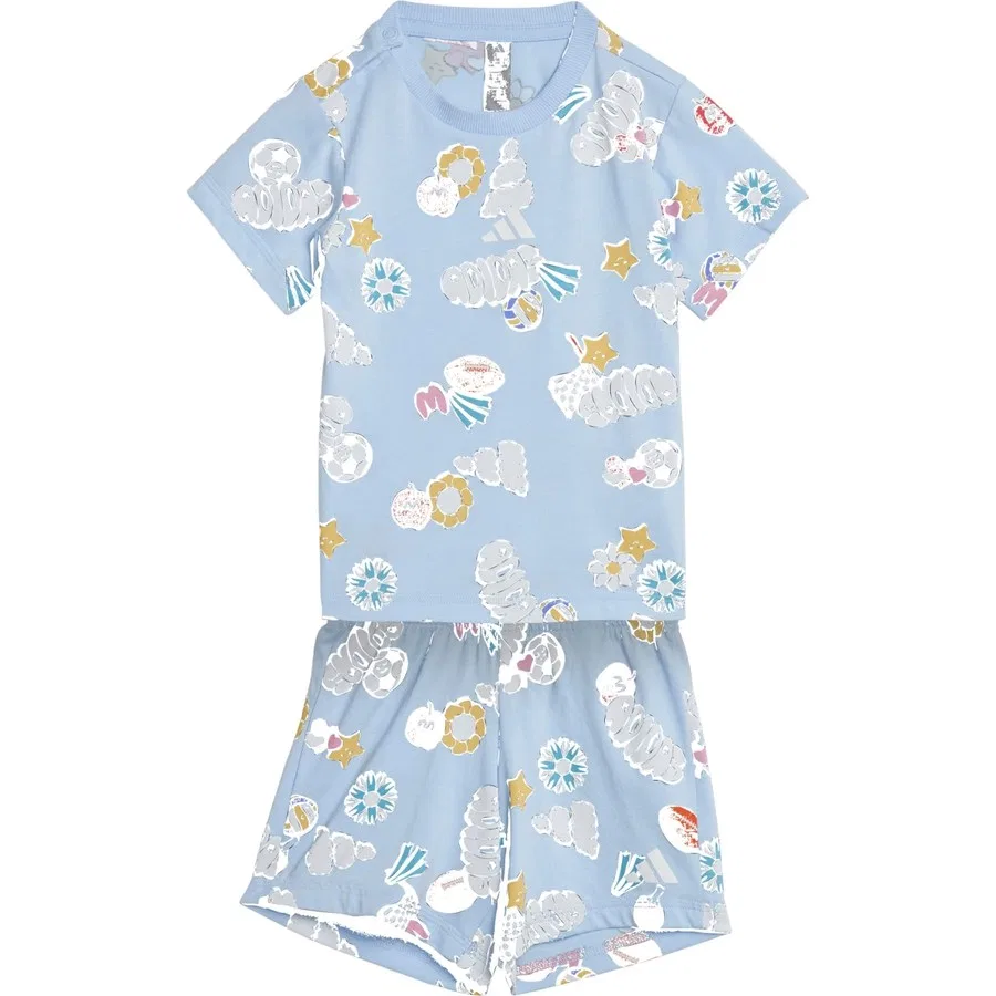 Детский спортивный комплект с принтом Fun Allover Print Sportswear adidas, Розовый — фото 3