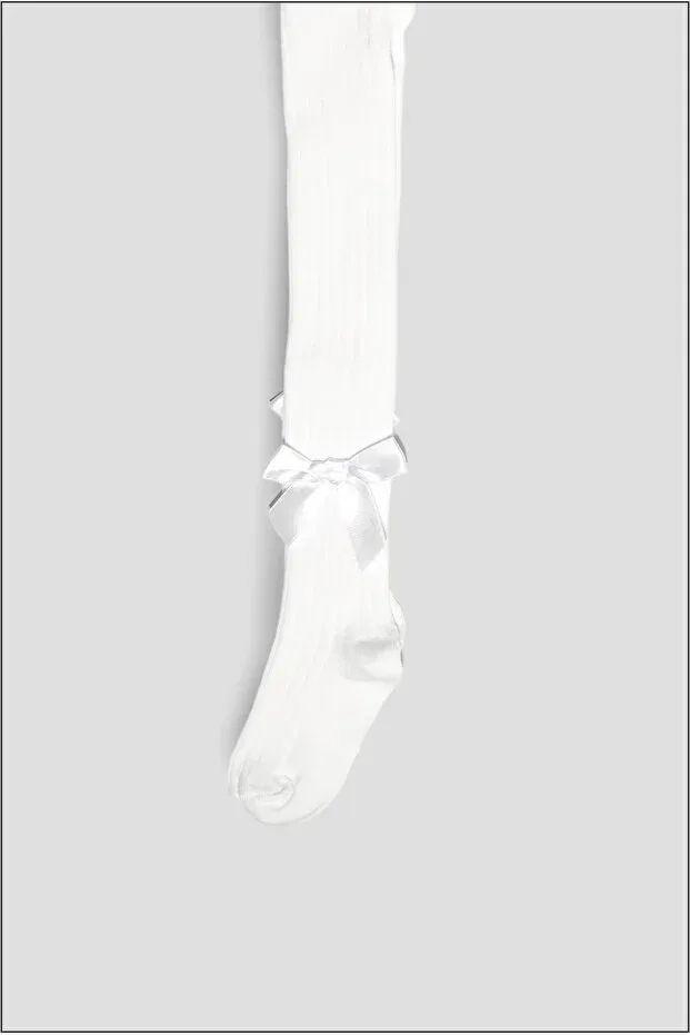 Детские колготки для девочек хлопковые 3 пары Ribbon Cotton Defne Baby, White — фото 3