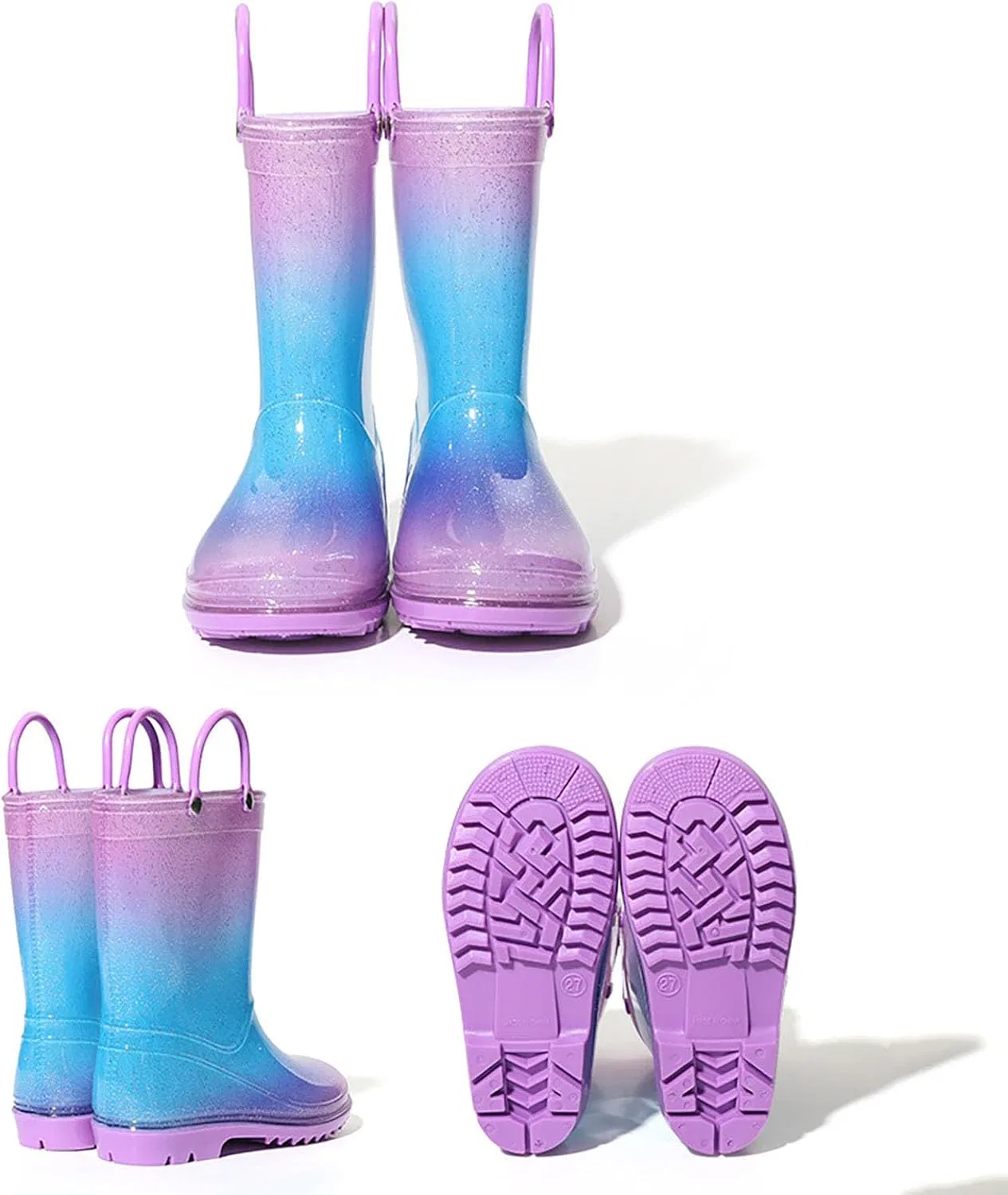 Детские резиновые сапоги с мультяшным принтом YAVSDN, Light Purple — фото 3