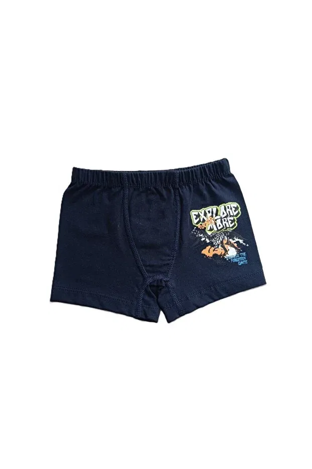 Детские боксеры для мальчиков с принтом Adn Kids, Navy Blue - Cream — фото 3