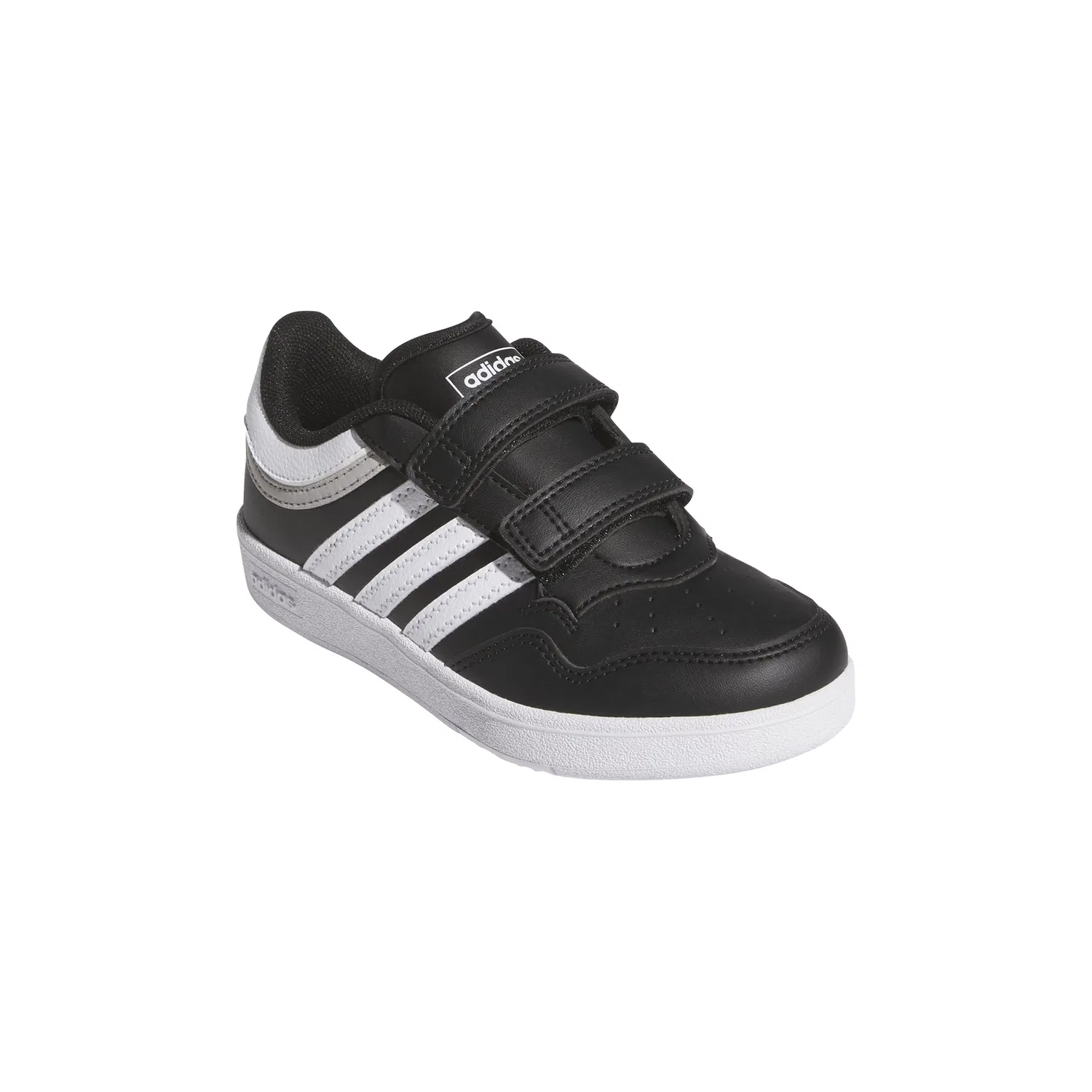 Детские кроссовки для мальчиков с липучками Hoops 4.0 Basketball Adidas, Black White Grey — фото 2