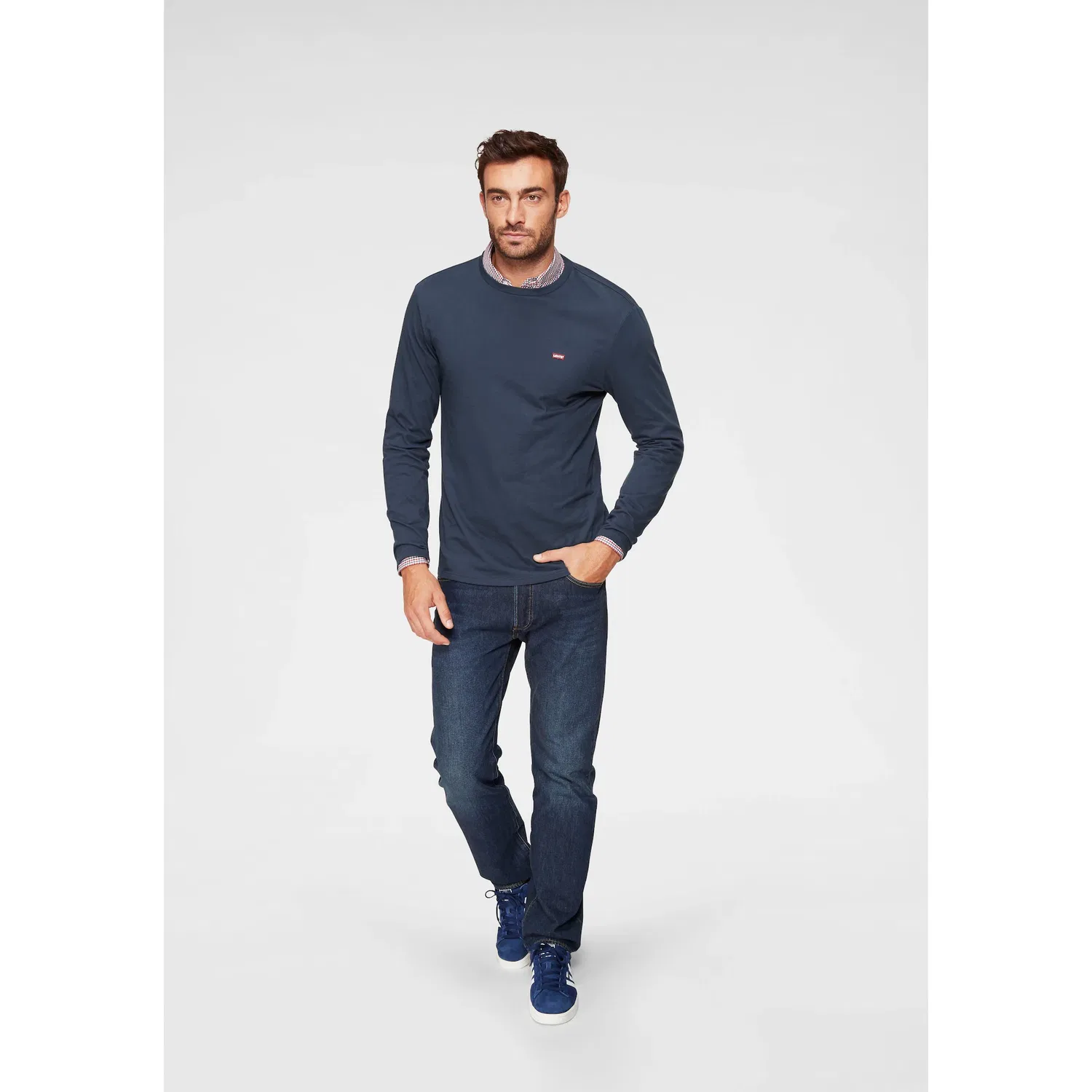 Мужской длинный лонгслив с логотипом Levi's, Navy — фото 4