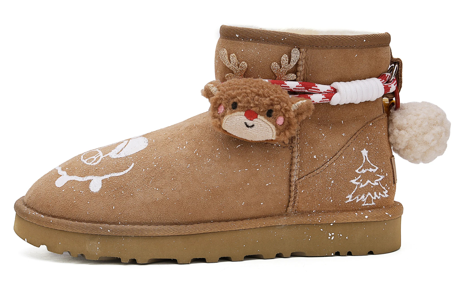 Угги UGG Classic Mini II с зимним декором, коричневый — фото 2