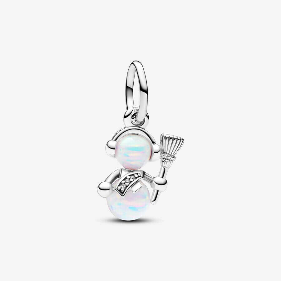 

Шарм-подвеска Pandora Moments Opalescent Snowman, серебро/белый