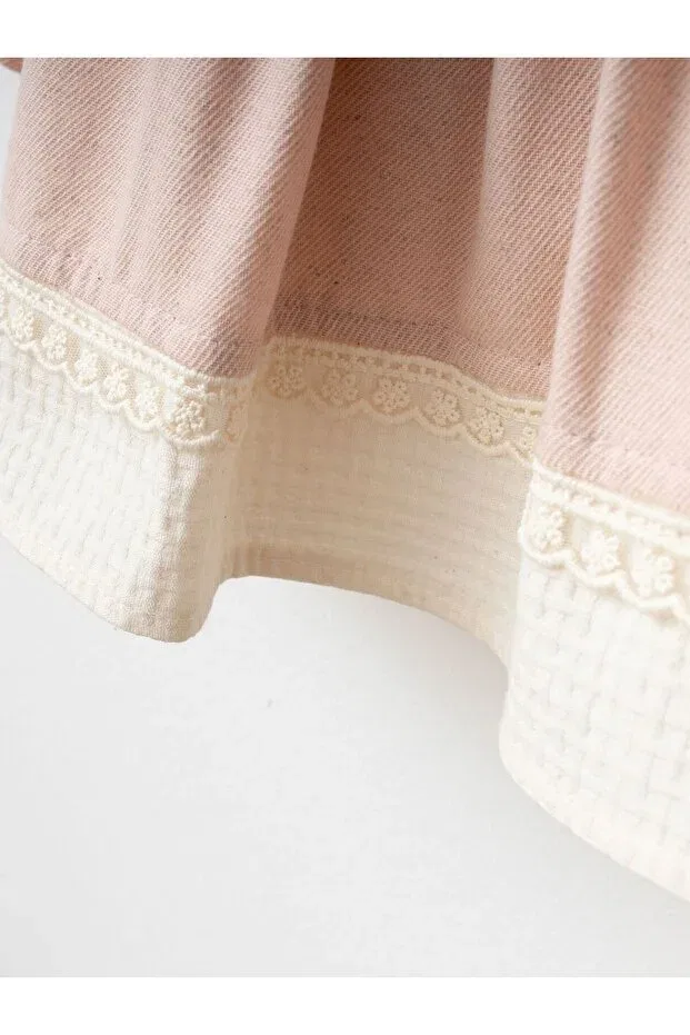 Детское платье для девочек с длинным рукавом Nostalgic cut with scallop detail special occasion baby dress Cherrys Bebek, Powder — фото 4