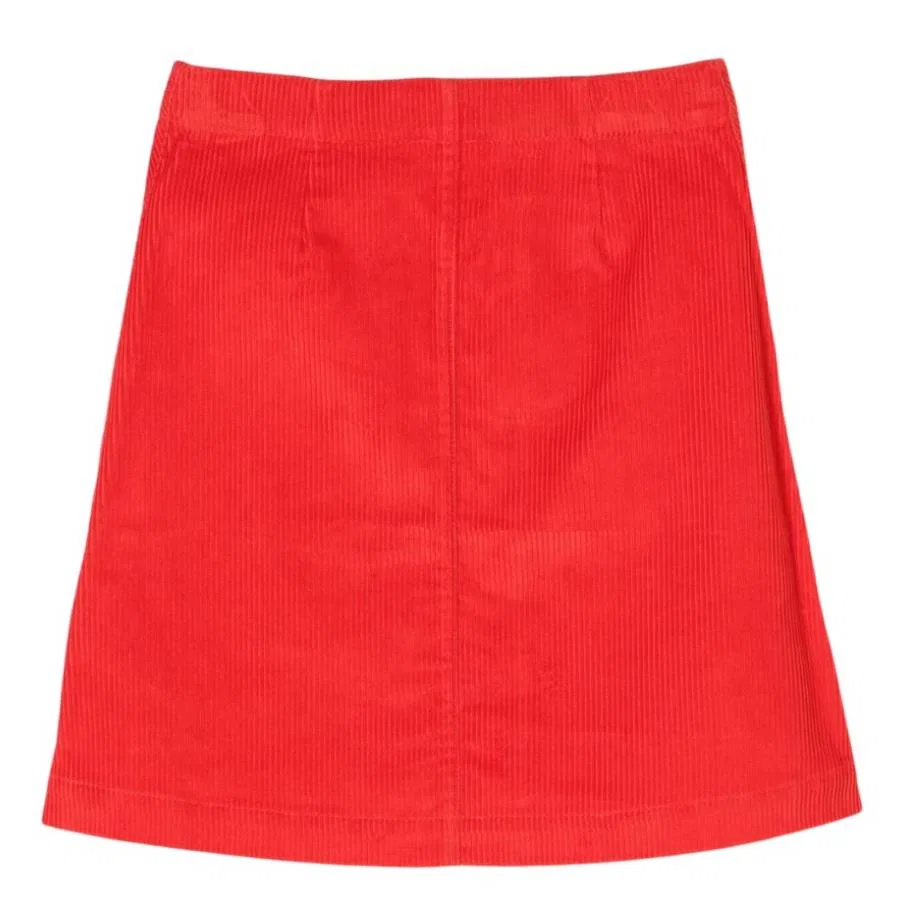 Юбка из вельвета с вышивкой Ava EKD Burberry, Warm Coral Red — фото 2
