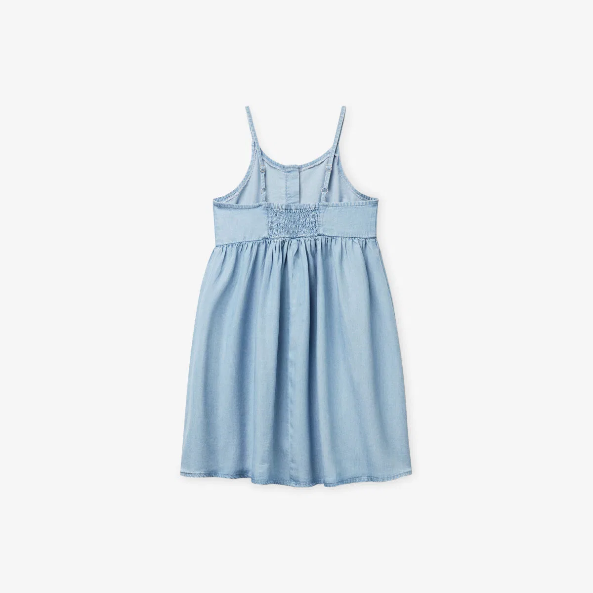 Расклешенное тканое платье из шамбре, 6-14 лет Benetton, светло-голубой — фото 3