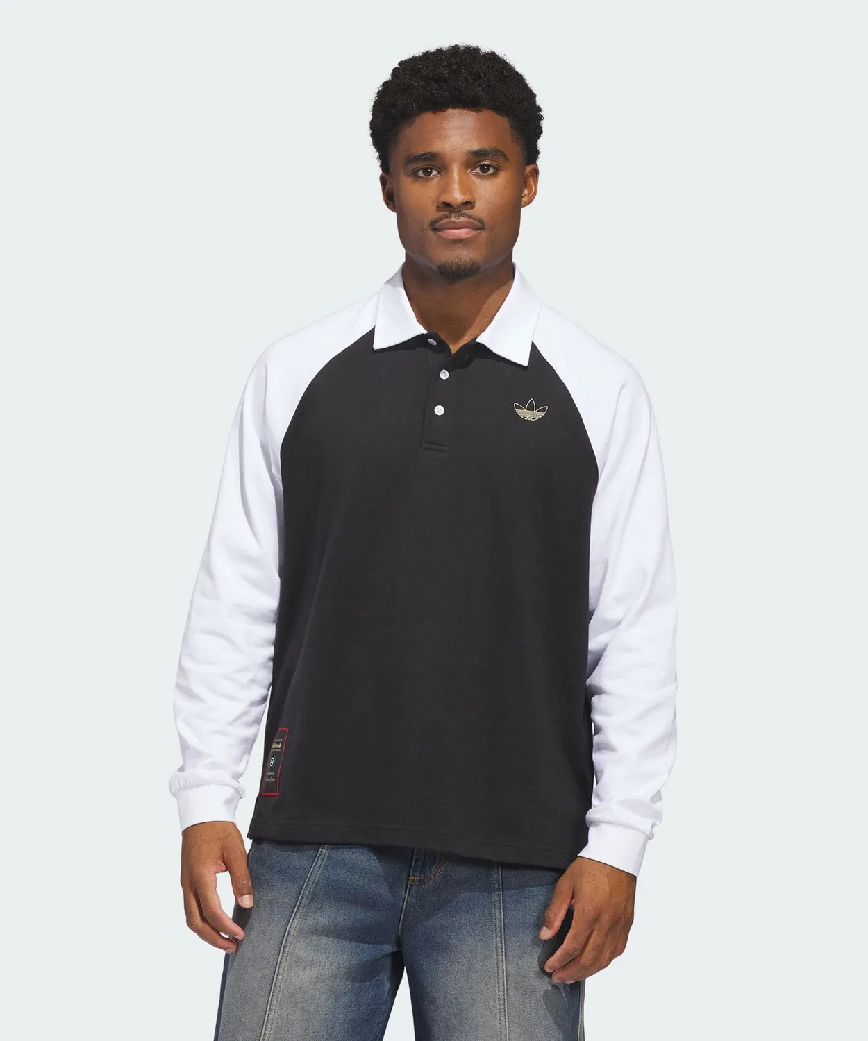 Мужская рубашка-поло свободного кроя с длинным рукавомAdidas Originals, Black — фото 3