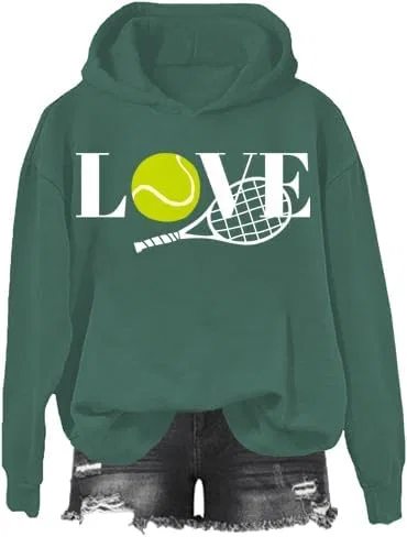 Женский свитшот с принтом Love Tennis, зелёный