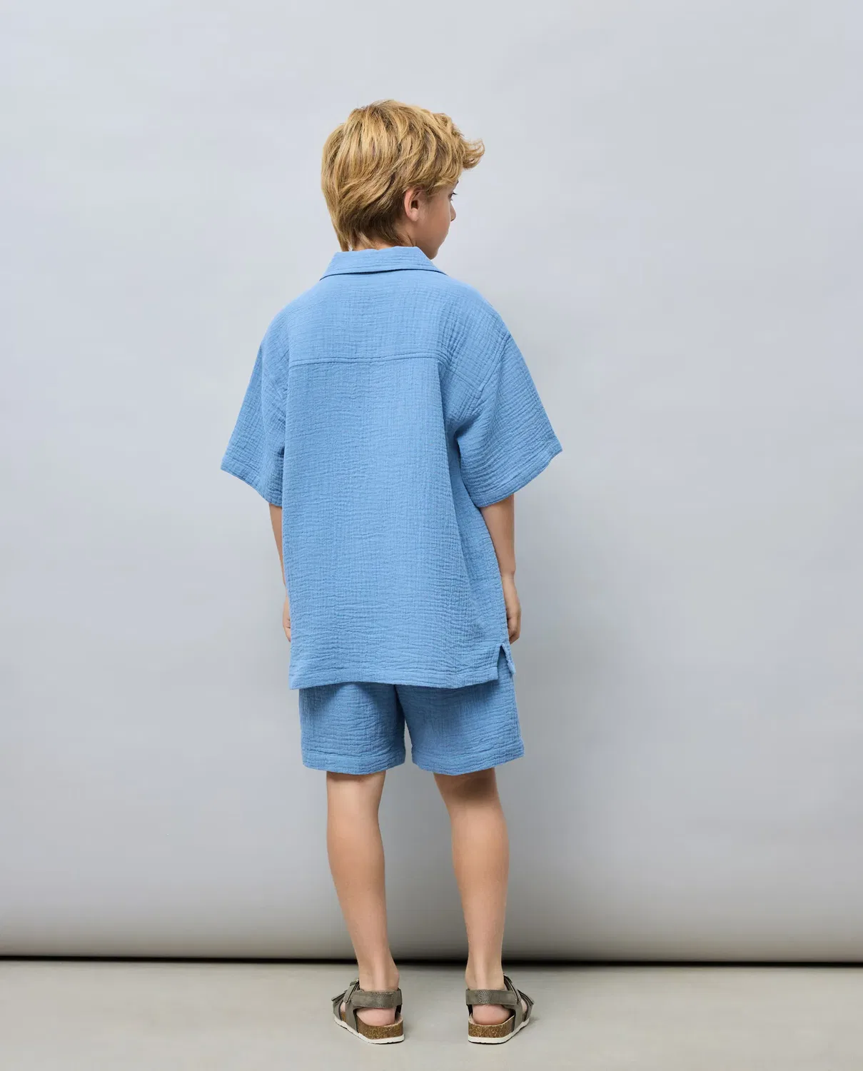 Детская рубашка с коротким рукавом из двойной марли Kids El Corte Inglés, 400 Azul — фото 3