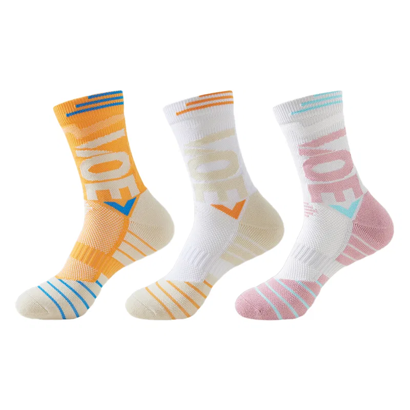 Детский комплект носков для баскетбола с принтом 3 Pack Yellow White Pink MIIOW