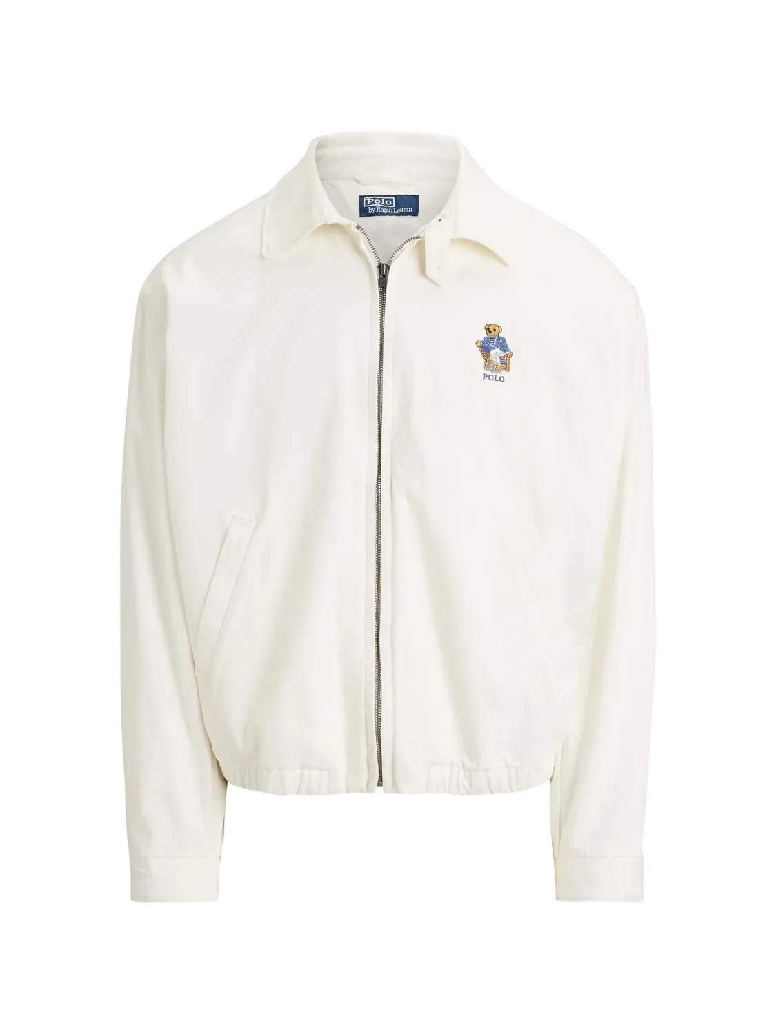Куртка-рубашка саржевая с вышивкой медведя белая Polo Ralph Lauren, белый