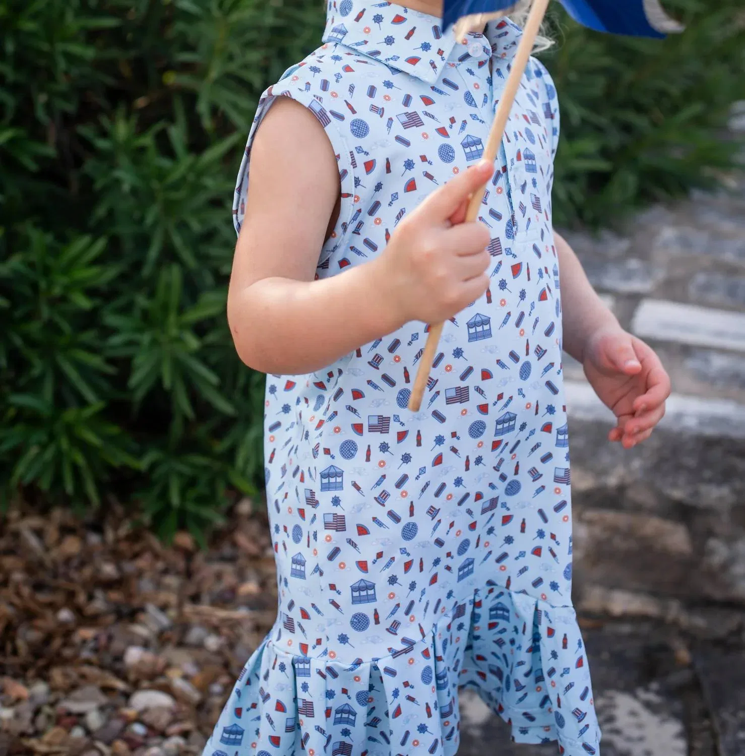 Детское платье-поло без рукавов с защитой UPF 50+ Polo Sleeveless Dress In Stars And Stripess Blue Quail Clothing Co., Stars And Stripess — фото 4