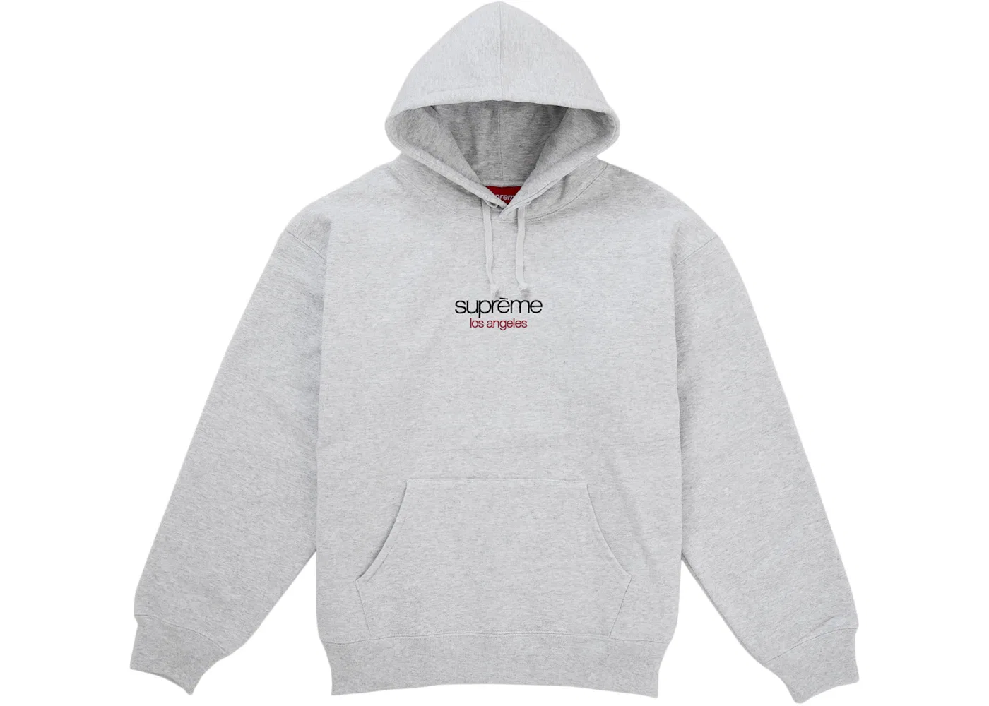 Мужская худи с логотипом Supreme Classic Logo Los Angeles Shop, Heather Grey