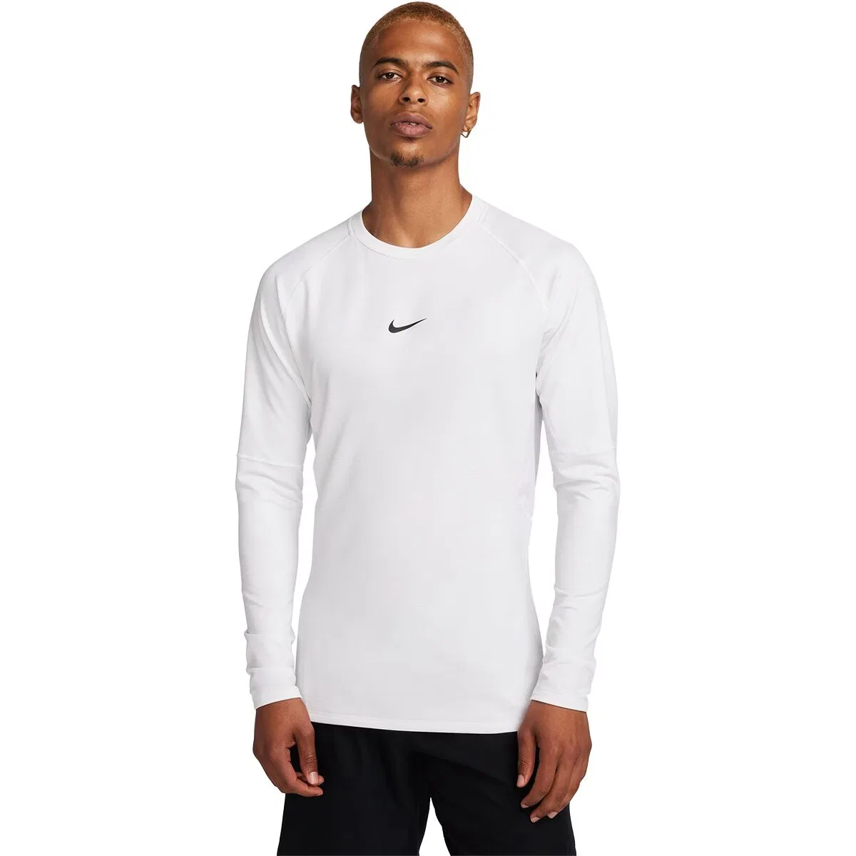 Мужская базовая футболка с длинным рукавом Nike Dri-FIT Warm Long-Sleeve Crew Top, White/Black