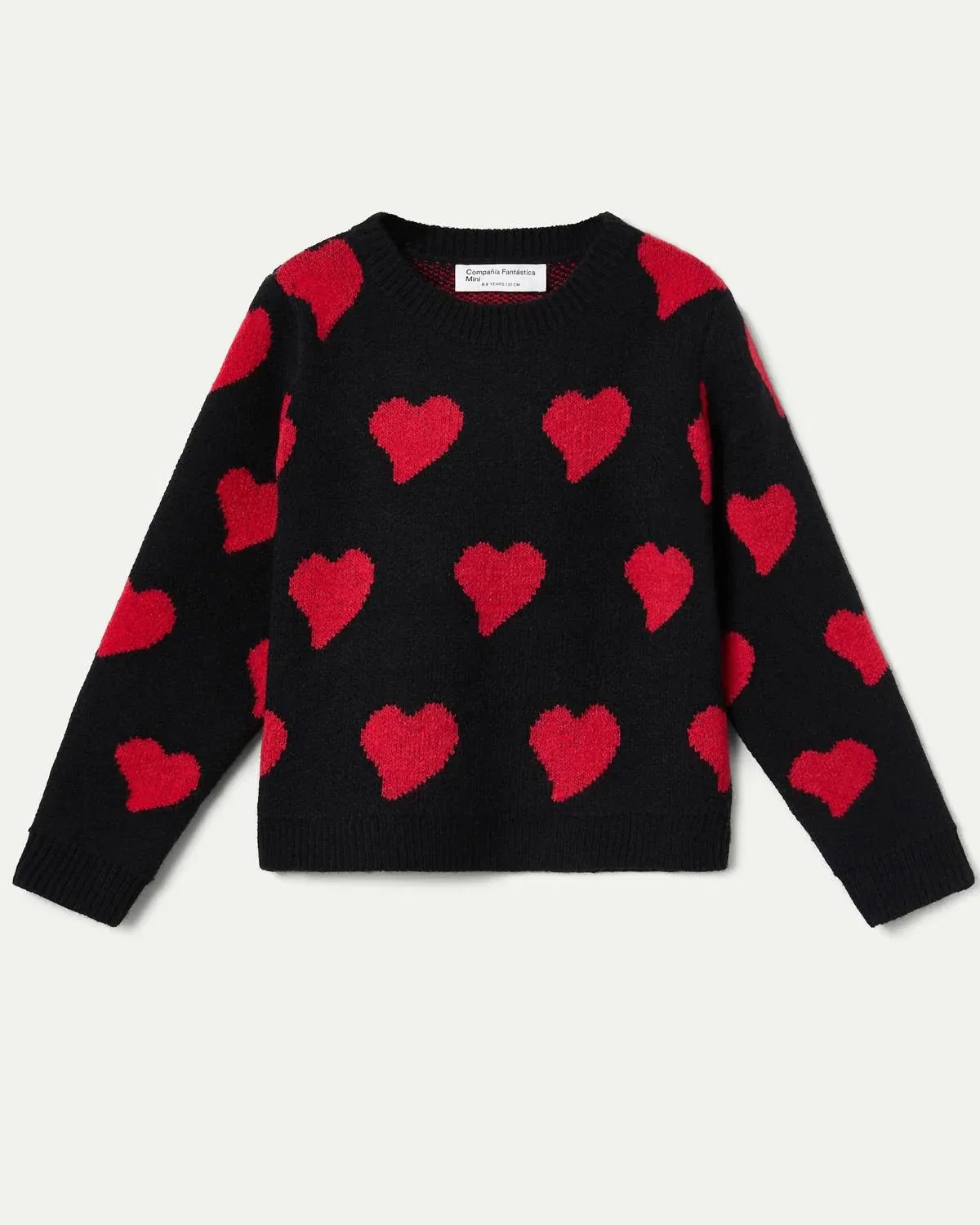 Детский свитер для девочек с принтом Small Heart Knit Sweater Jumper Compania Fantastica, черный — фото 3