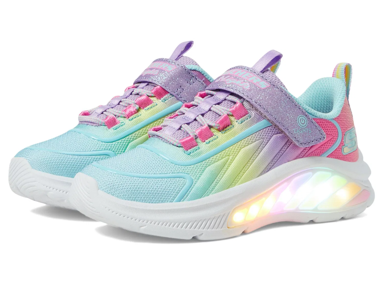 Детские кроссовки для девочек с подсветкой Skechers Rainbow Cruisers, Lavender Multi