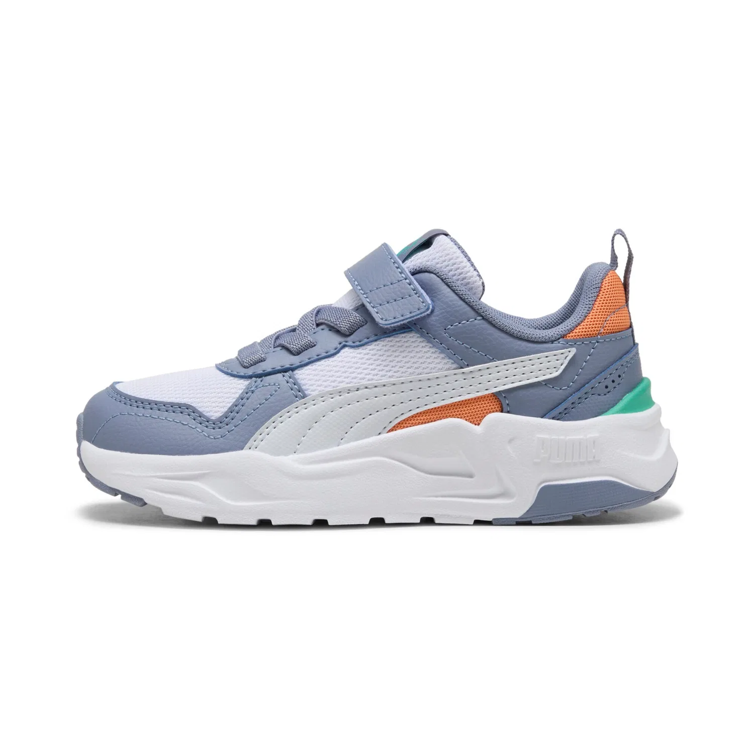 Детские кроссовки с мягкой амортизацией PUMA TRINITY 2 LT AC PS, White/Silver Mist/Gray Sky — фото 2