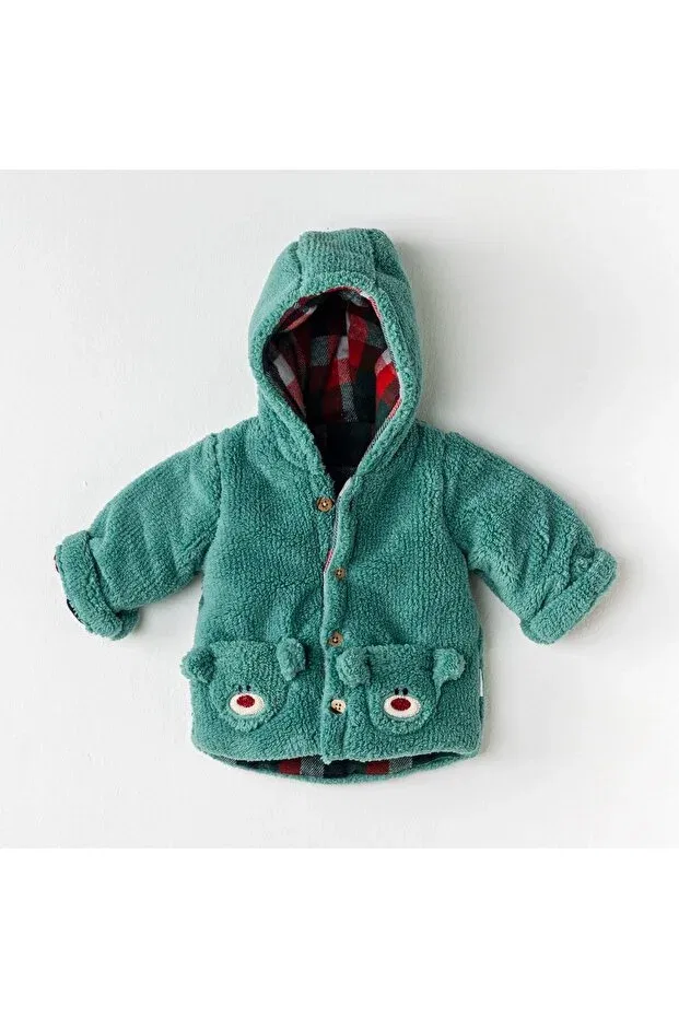 Детское зимнее пальто для девочек с капюшоном Andy Wawa Coat Welsoft New Year Green, Green Andywawa