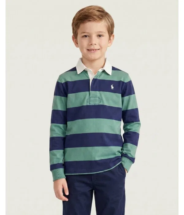 Детское поло для мальчиков с длинным рукавом Polo Rugby Polo Ralph Lauren, зеленый