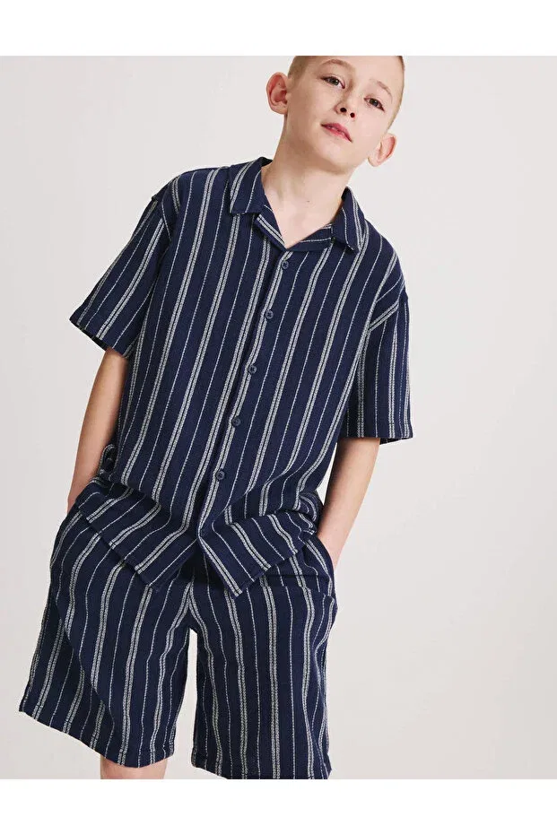 Детская рубашка для мальчиков с коротким рукавом Marks & Spencer, Navy Blue