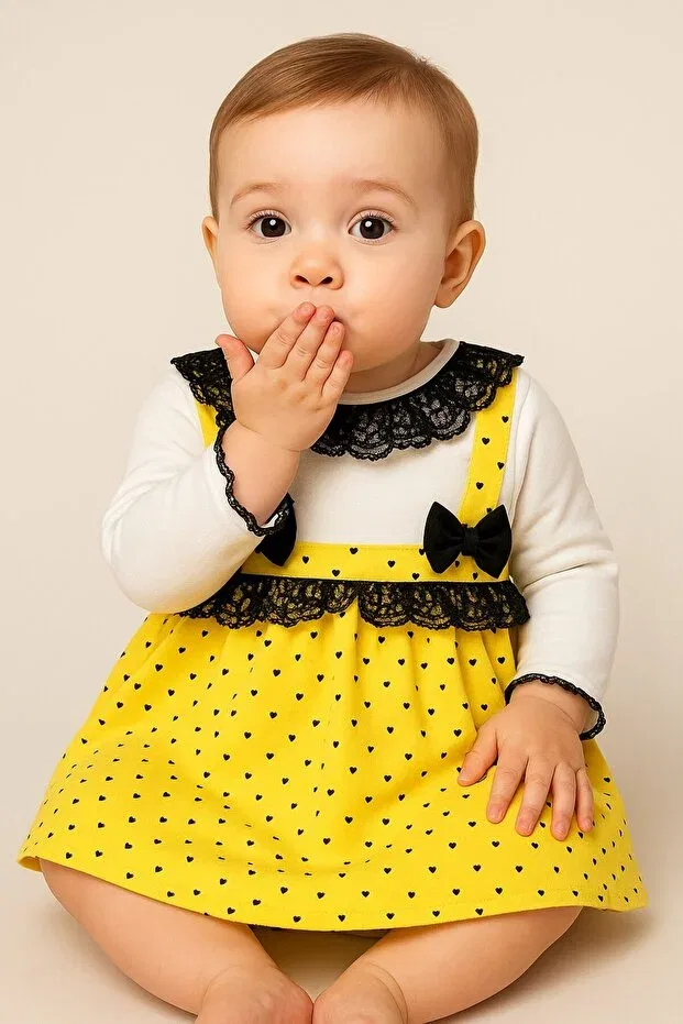 Детское платье для девочек с принтом Chicsy Baby, Yellow — фото 2