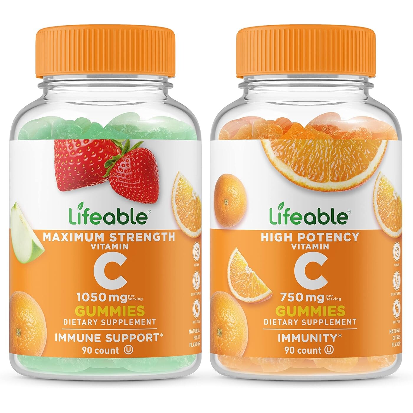 

Набор витаминов Lifeable Vitamin C 1050 mg Immune Support & Vitamin C 750 mg Immunity, 2 предмета, 90 таблеток