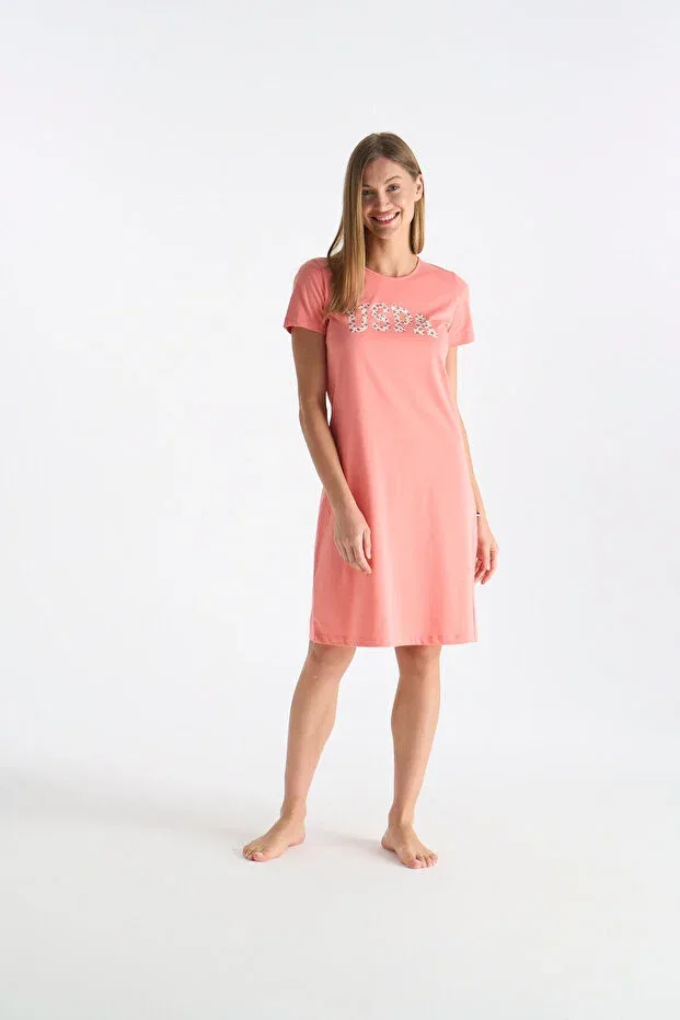 Женская ночная рубашка с коротким рукавом U.S. Polo Assn., Coral — фото 2