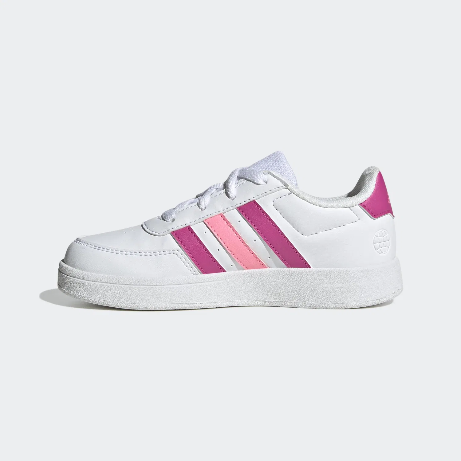 Детские кроссовки для мальчиков с принтом Breaknet Lifestyle Court Lace Adidas, Cloud White Lucid Fuchsia Beam Pink — фото 2