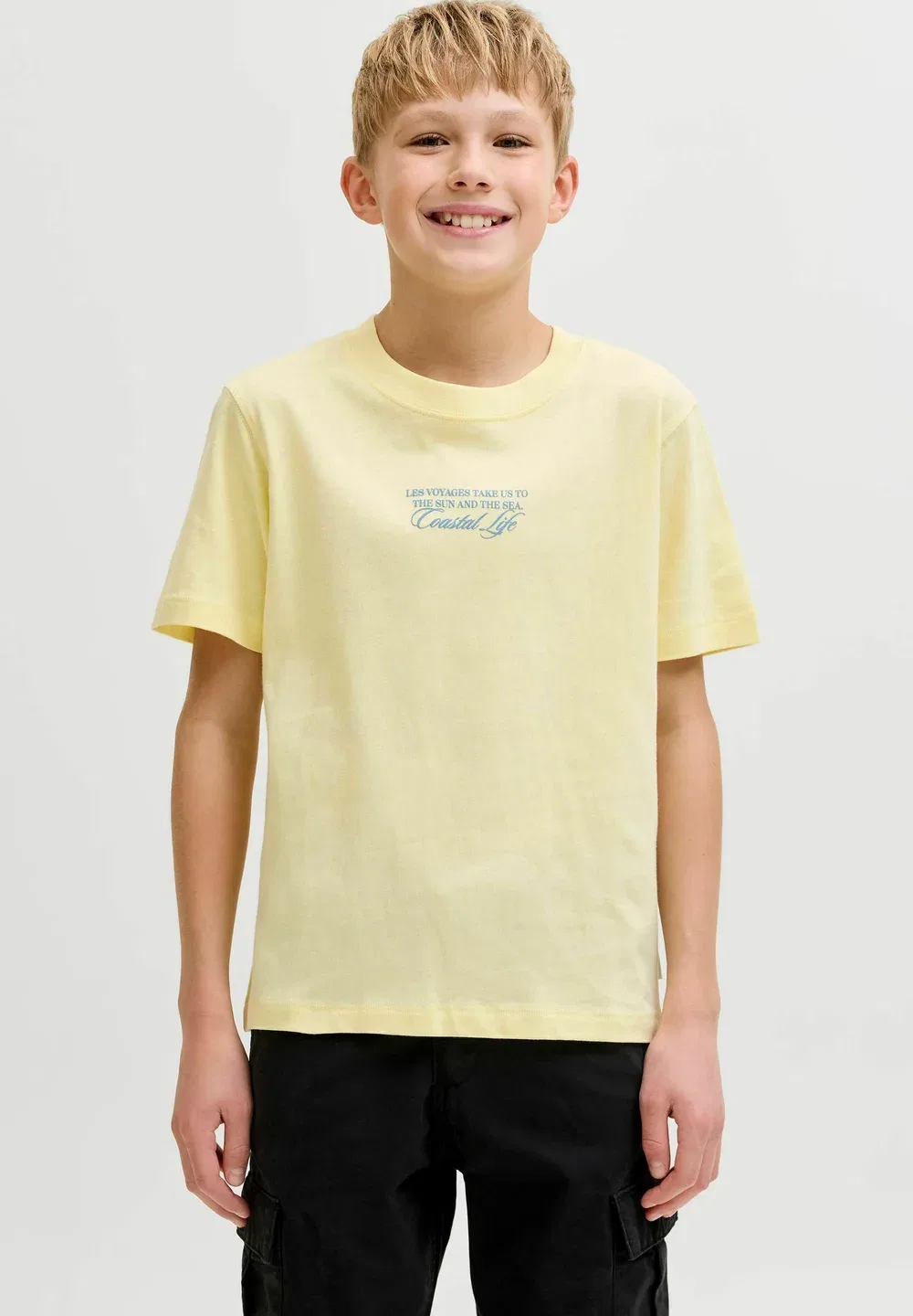 Детская футболка с принтом Jack & Jones Junior, Pastel Yellow — фото 3