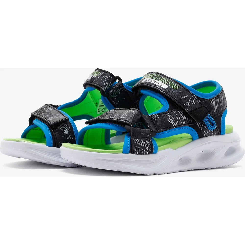 Детские сандалии для мальчиков со светящейся подошвой Sola Glow Sandal - Aquatastic, Black Skechers — фото 3