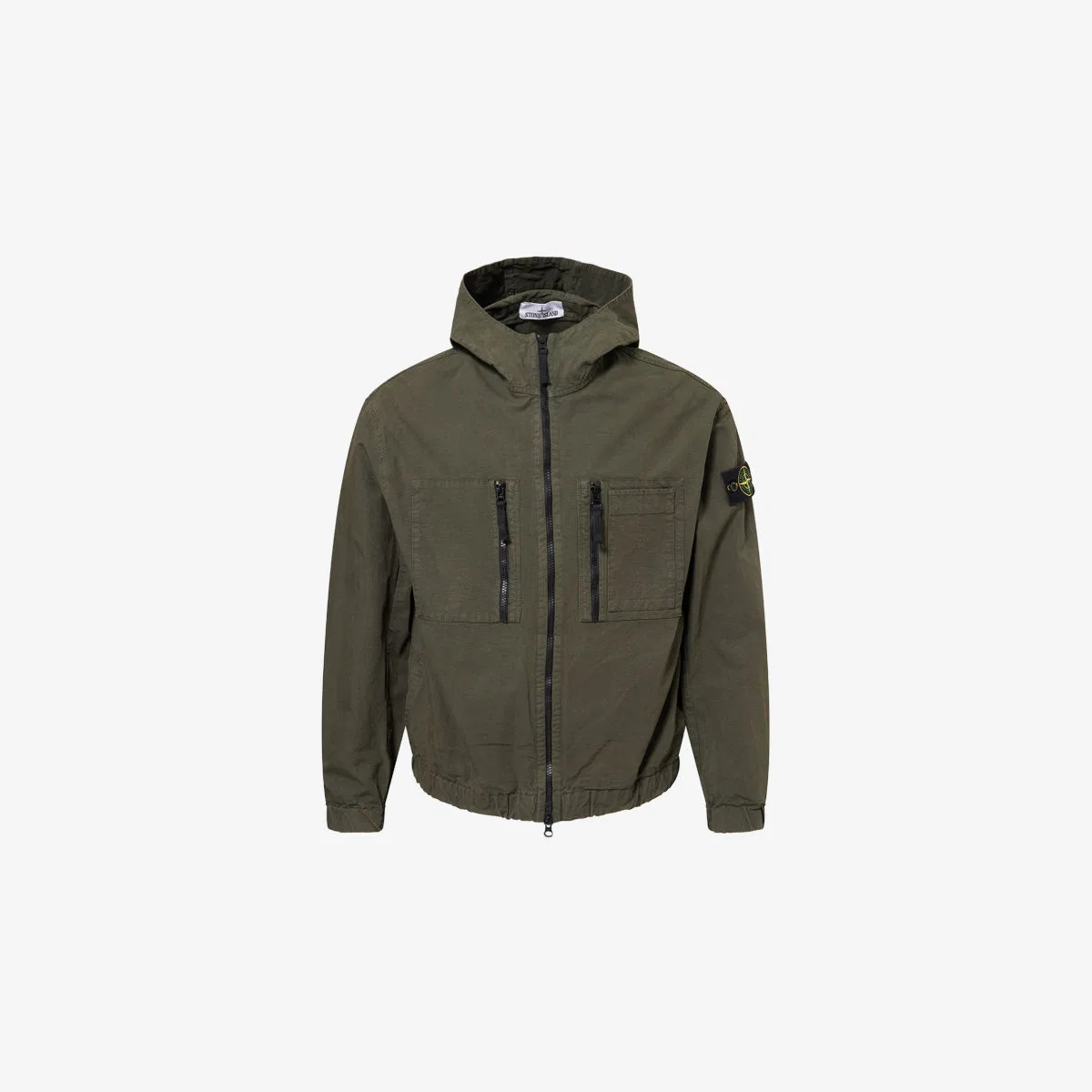 Хлопковая рубашка-накидка с капюшоном из рипстопа Stone Island, угольно-серый