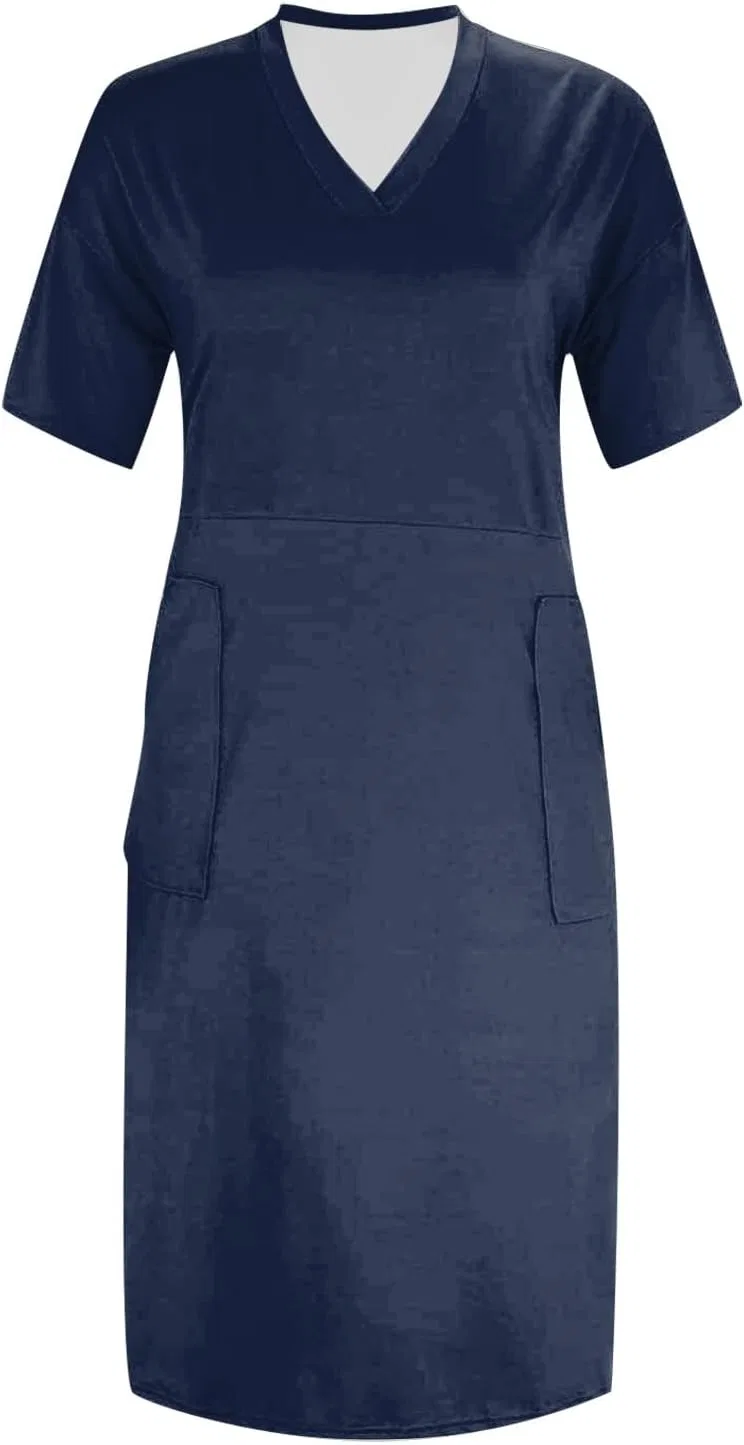 Женское свободное платье-футболка с V-образным вырезом Oversized Tshirt Dress, Navy — фото 2