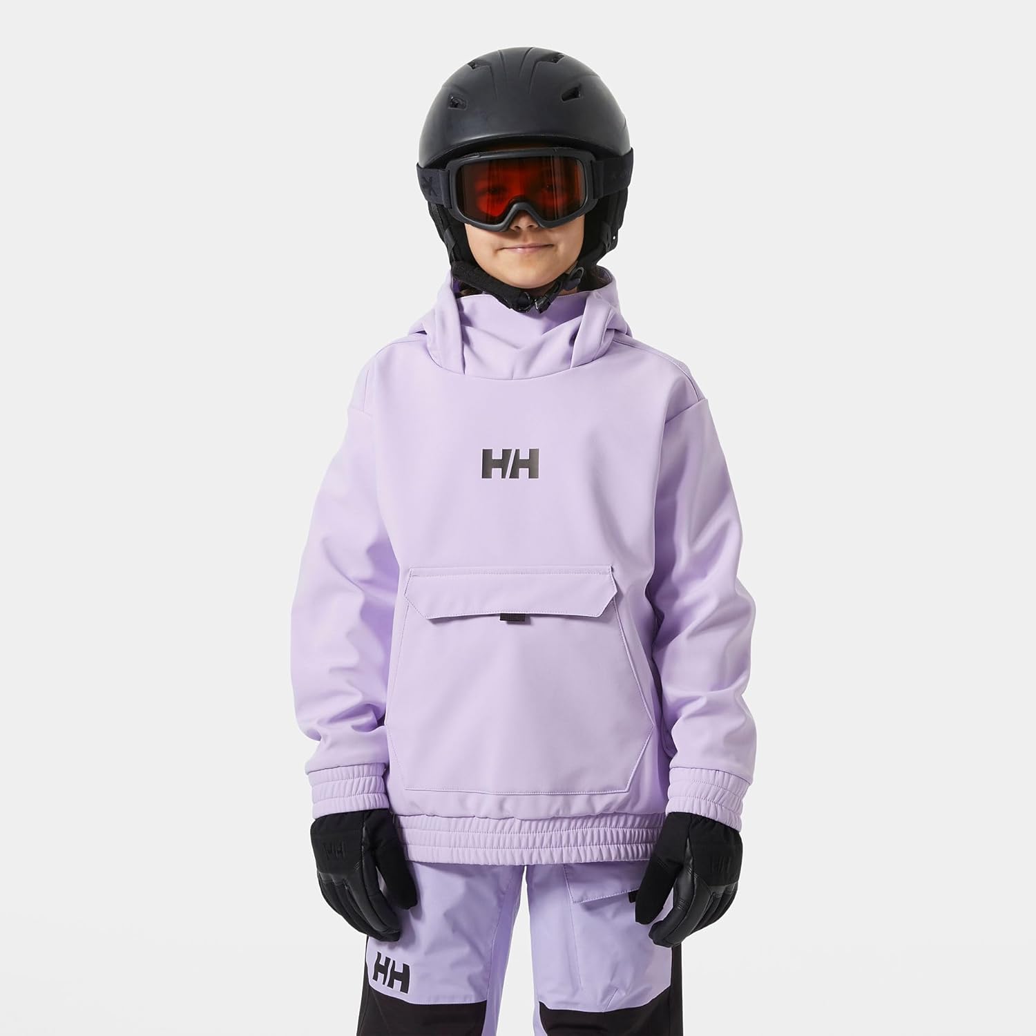 Helly-Hansen Junior Powder Softshell Hoodie - универсальная легкая ветрозащитная куртка для детей, для активного отдыха Helly Hansen, 698 Bright Lavender — фото 3