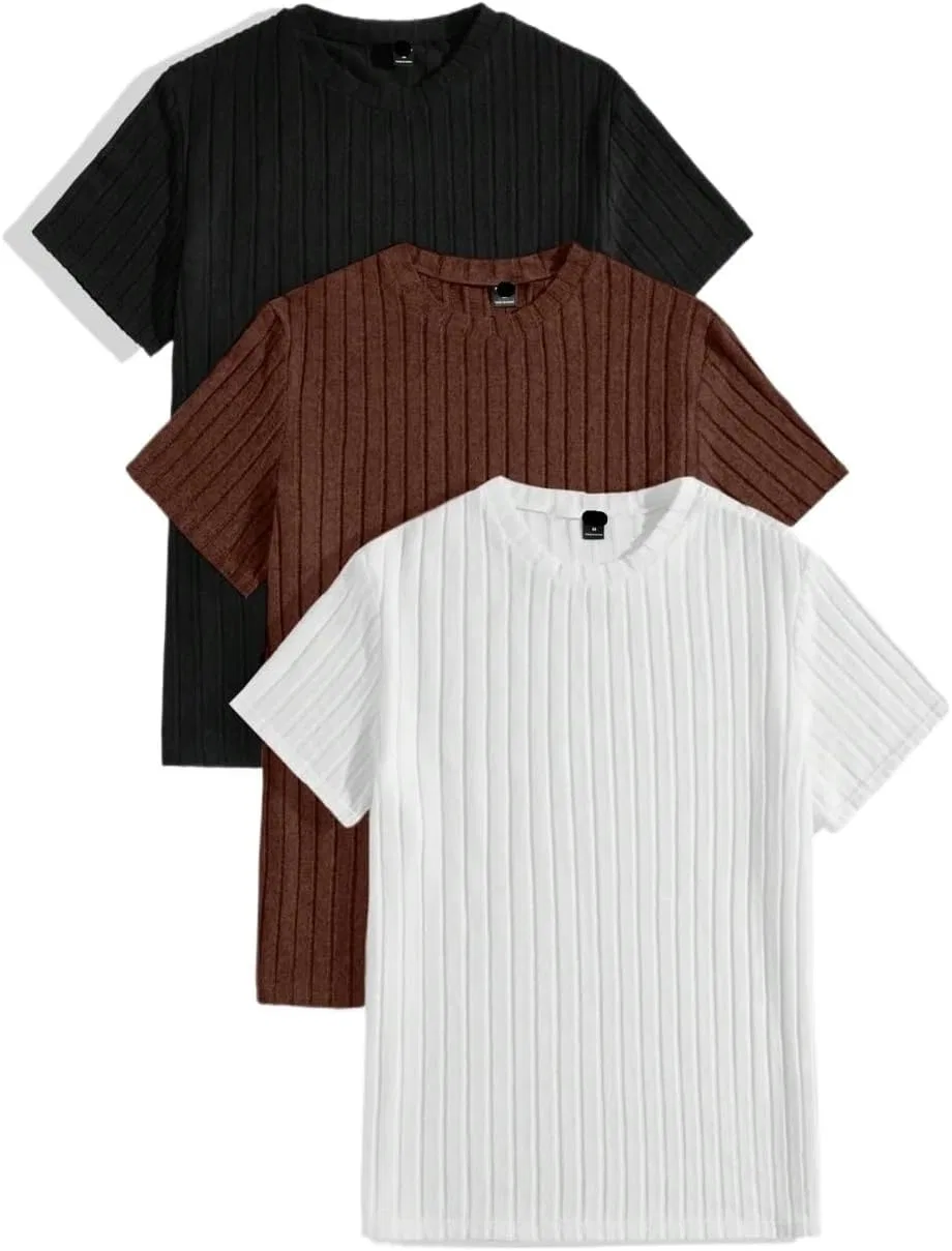 Мужская футболка с круглым вырезом Rib-Knit, Brown