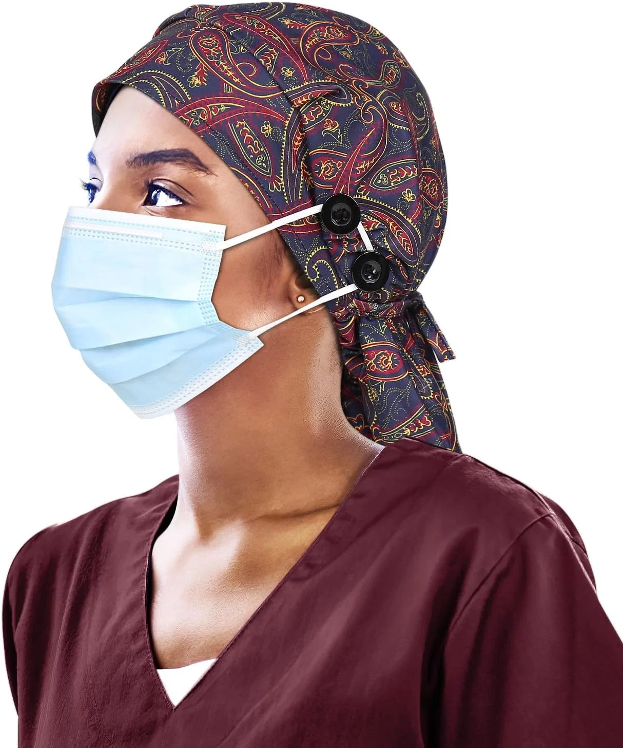 Work Cap с кнопками для длинных волос, Winitas, Purple Cashew
