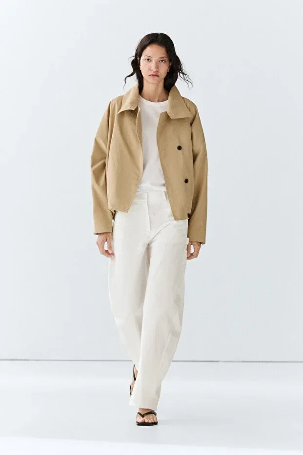 Женские широкие брюки карго хлопковые Massimo Dutti, White
