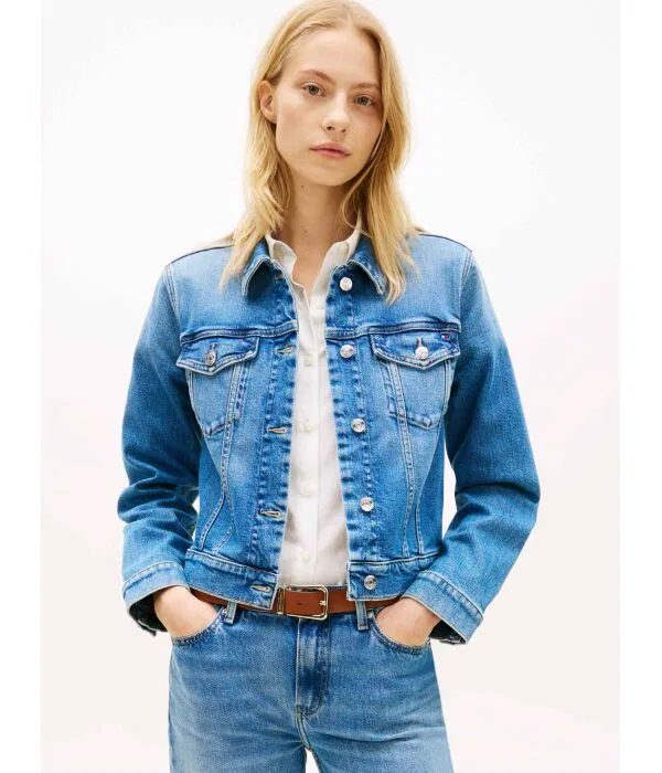 Женская джинсовая куртка Slim Fit Tommy Hilfiger, синий