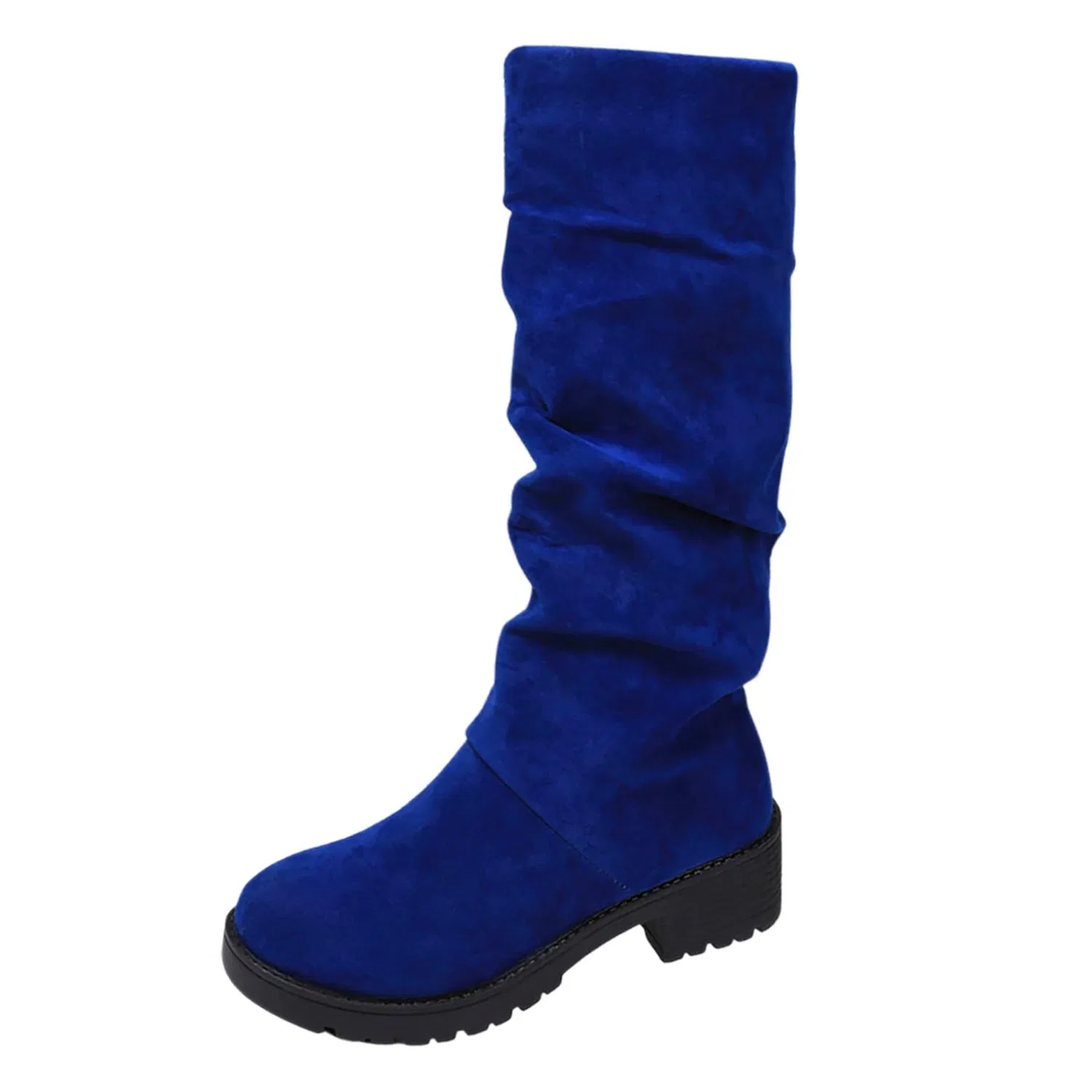Детские сапоги для девочек без каблука Calf High Boots Winter Fashion Knee High Boots Comfortable Casual Heeled Ankle Boots, Blue