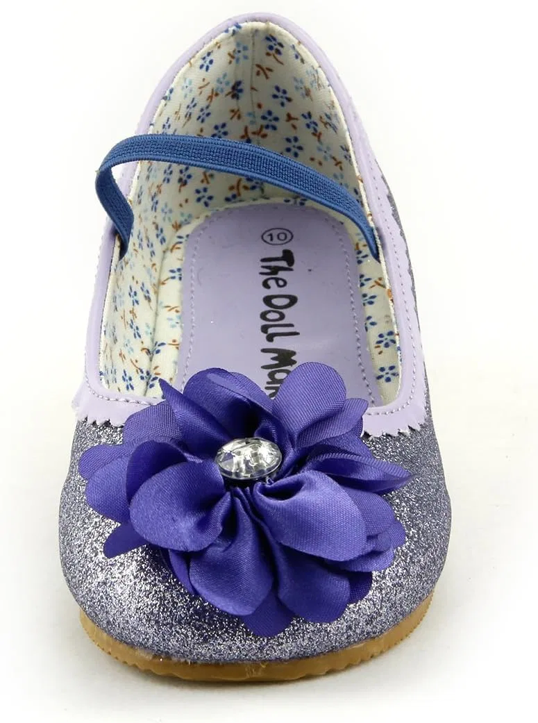 Детские туфли-балетки для девочек с принтом Beautiful Daisy Flower, бренд dollmaker, Purple — фото 2