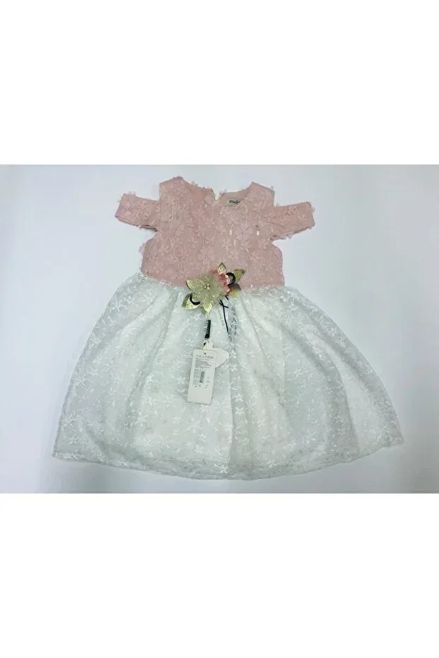 Детское платье для девочек с кружевным принтом Baby Slon Kids Clup, Powder — фото 2