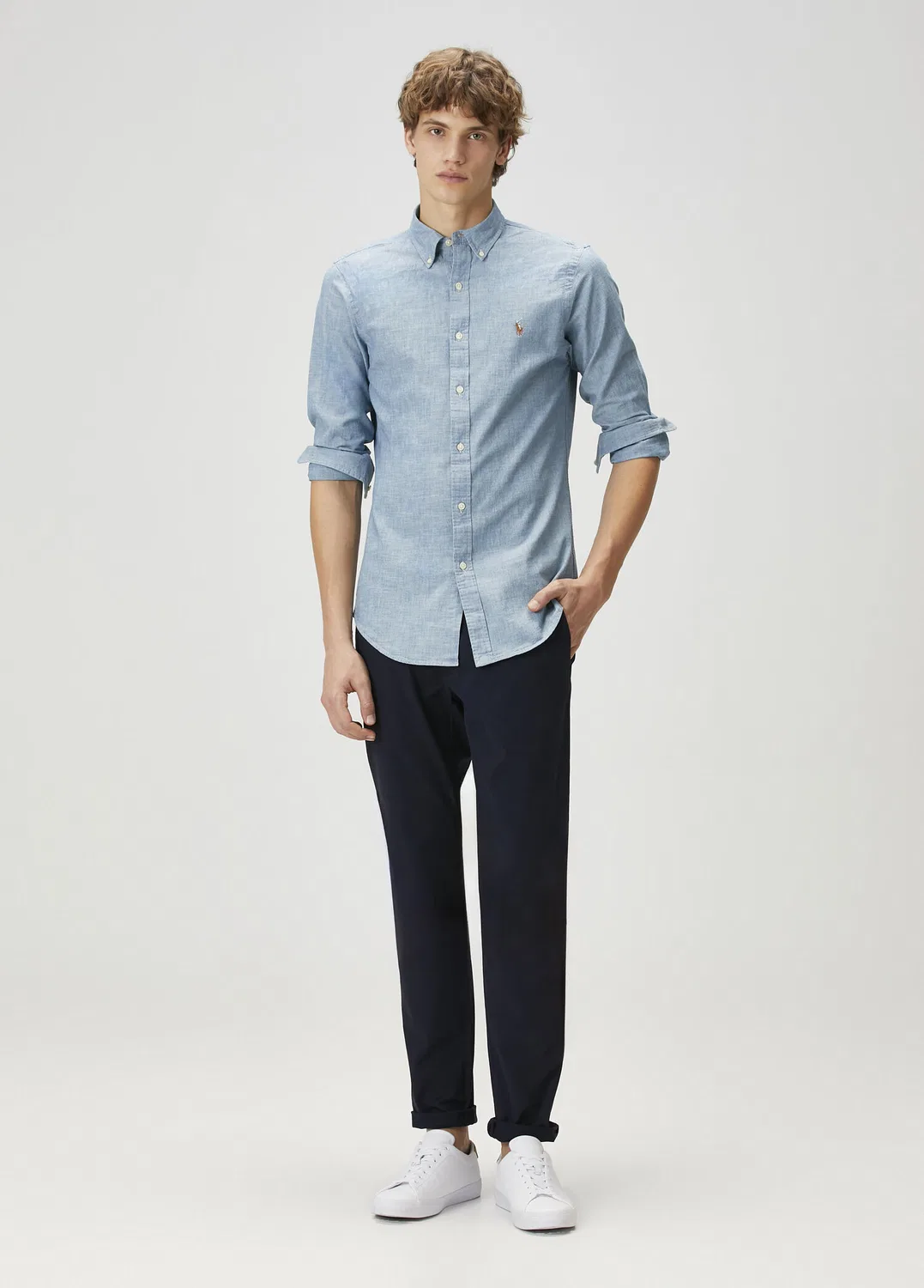 Рубашка джинсовая Slim Fit Polo Ralph Lauren, light blue — фото 2