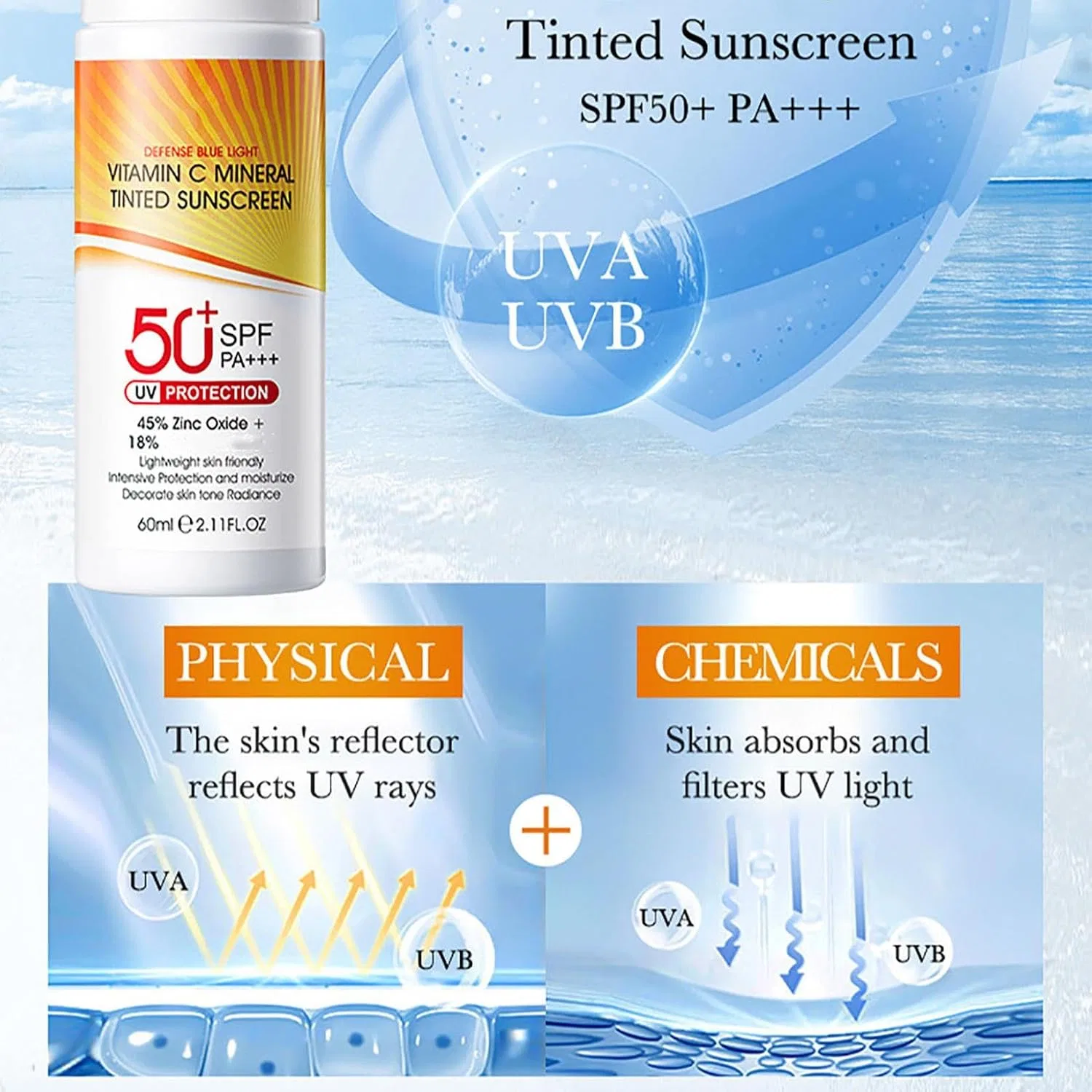 Солнцезащитный крем SPF 50+ с витамином C, 60 мл, 2 шт. Generisch — фото 3