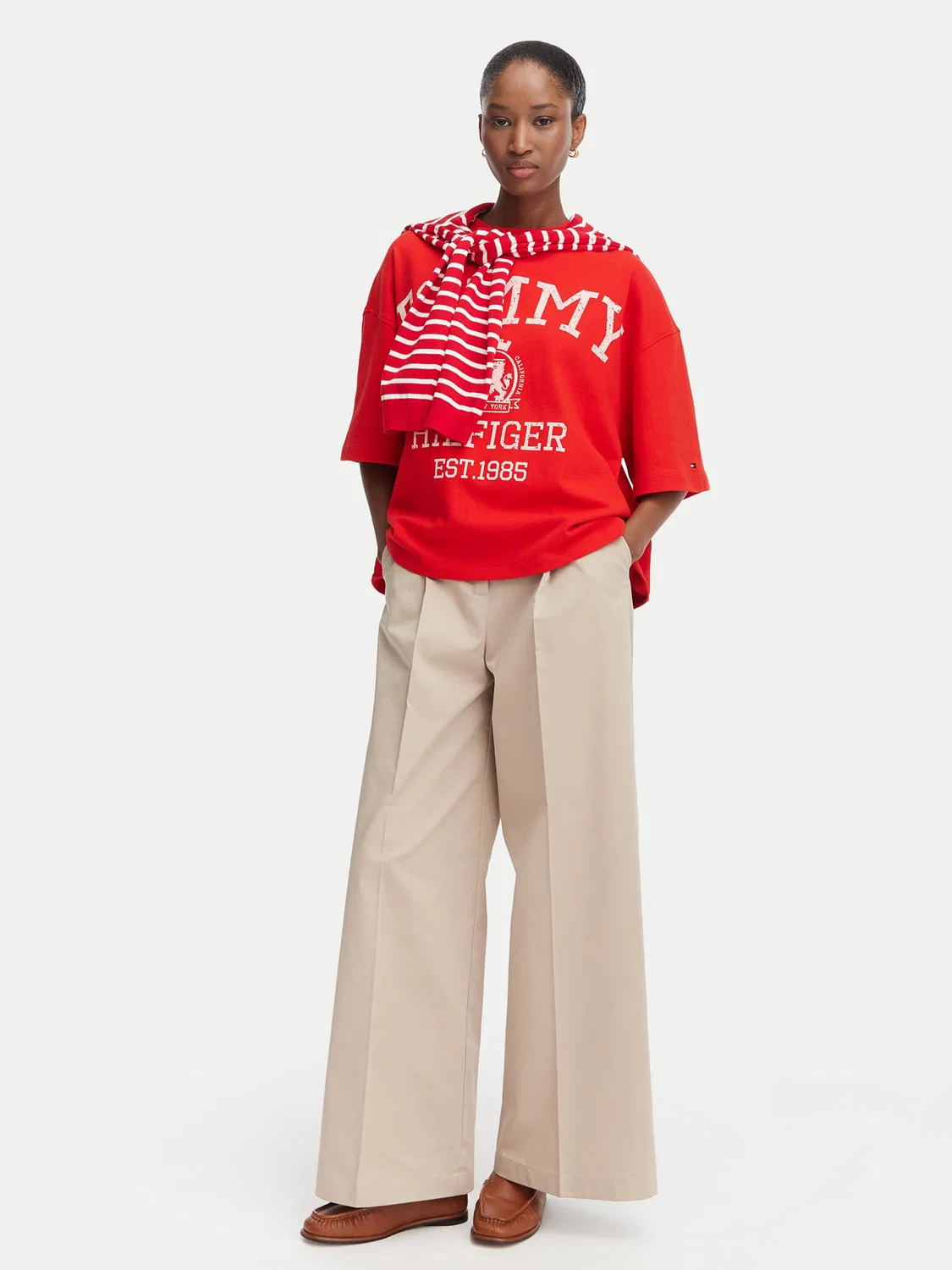 Женская футболка оверсайз Varsity Crest Tommy Hilfiger, красный — фото 2