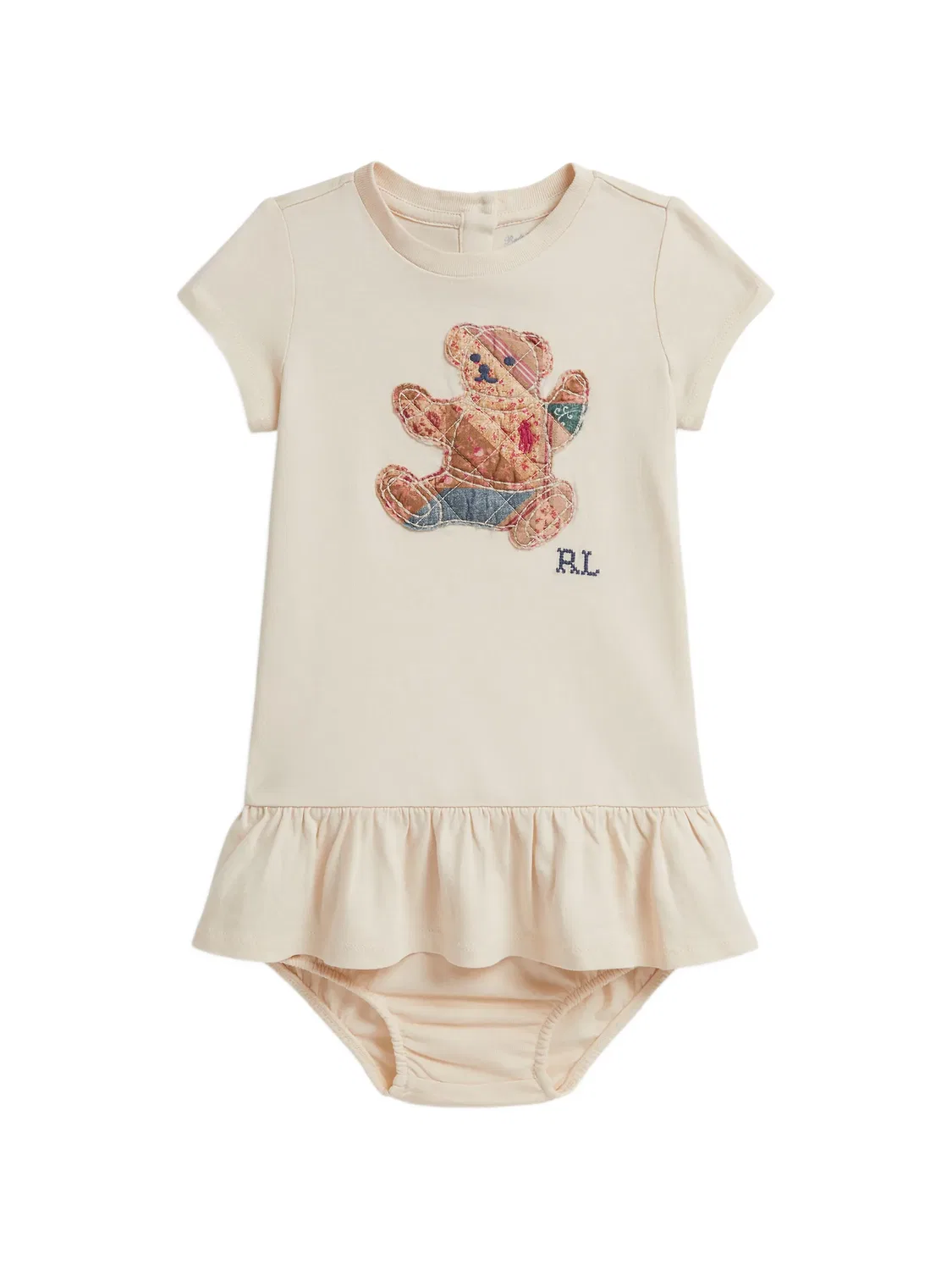 Платье Polo Bear с оборками Polo Ralph Lauren Kids, нейтральные цвета