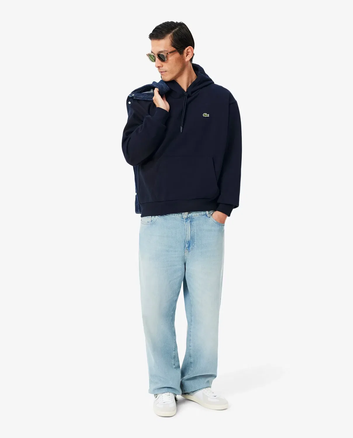Мужская худи Lacoste с капюшоном из футера, свободный крой, Azul Marino — фото 4