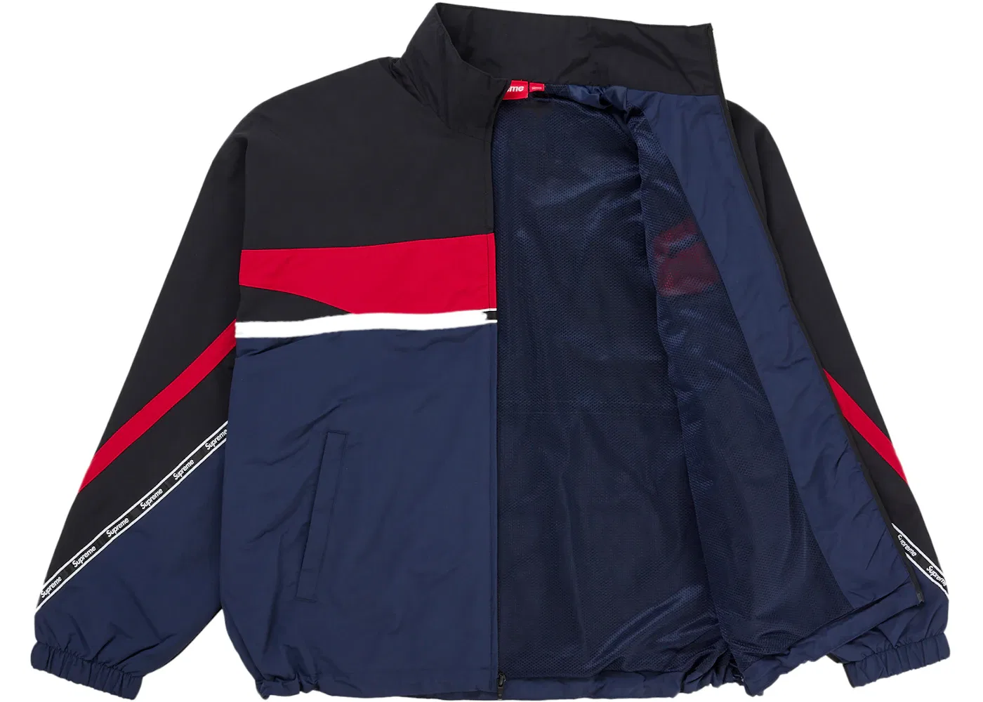 Мужская куртка с принтом Supreme Logo Taping Track Jacket Navy — фото 2