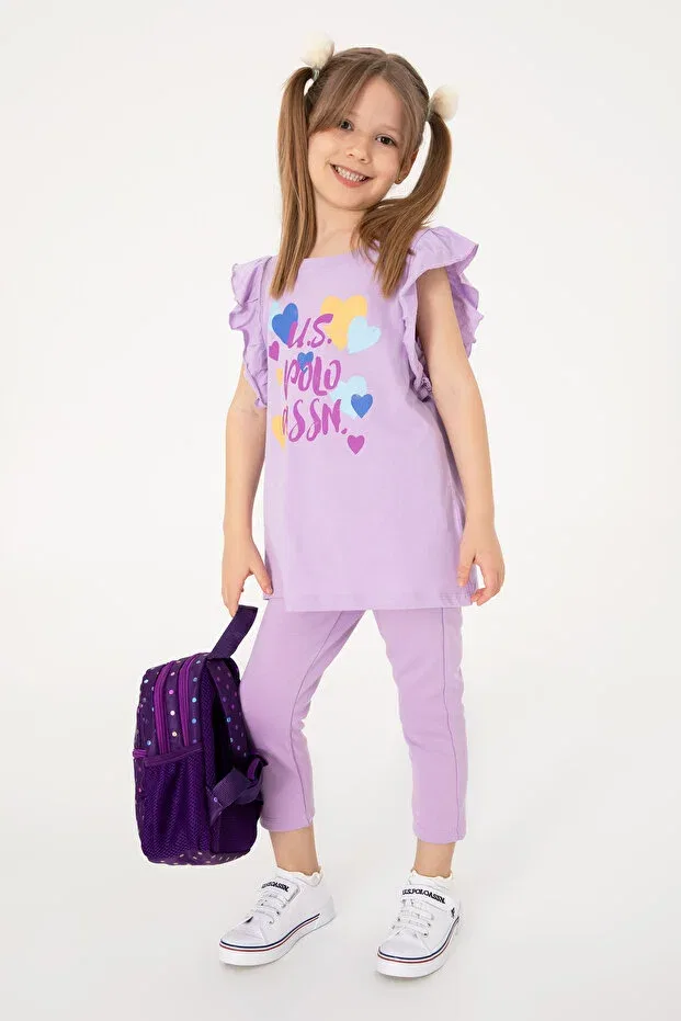Детские леггинсы для девочек с принтом U.S. Polo Assn., Lilac
