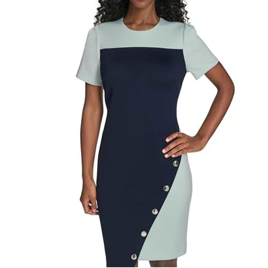 Платье-футляр Tommy Hilfiger с короткими рукавами, размер 10, Sky Captain/Harbor Grey